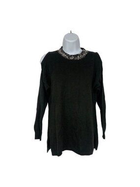 Cato Black Beaded Collar Acrylic Sweater Size XS